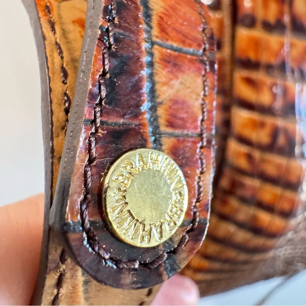 Brahmin Croc Embossed Leather Satchel Bag‎ in Toasted Pecan Melbourne